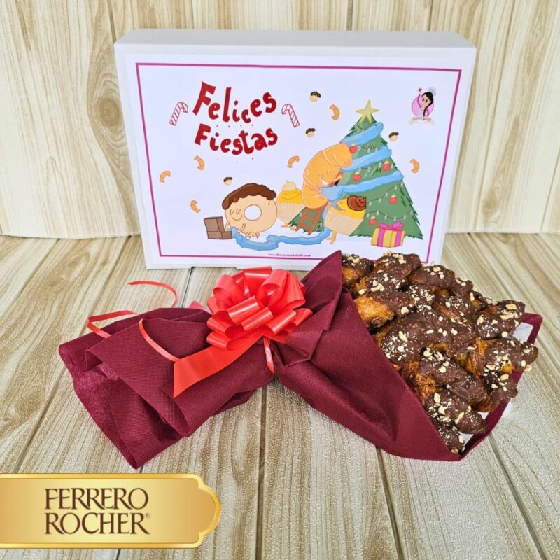 Ramo de croissants de Ferrero Rocher «Felices fiestas»